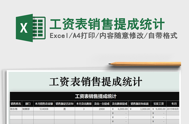 2021年工资表销售提成统计免费下载