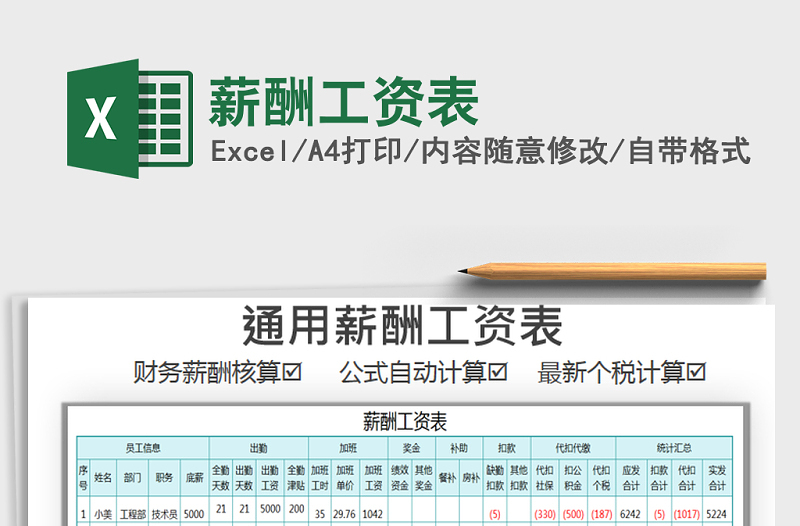 2021年薪酬工资表