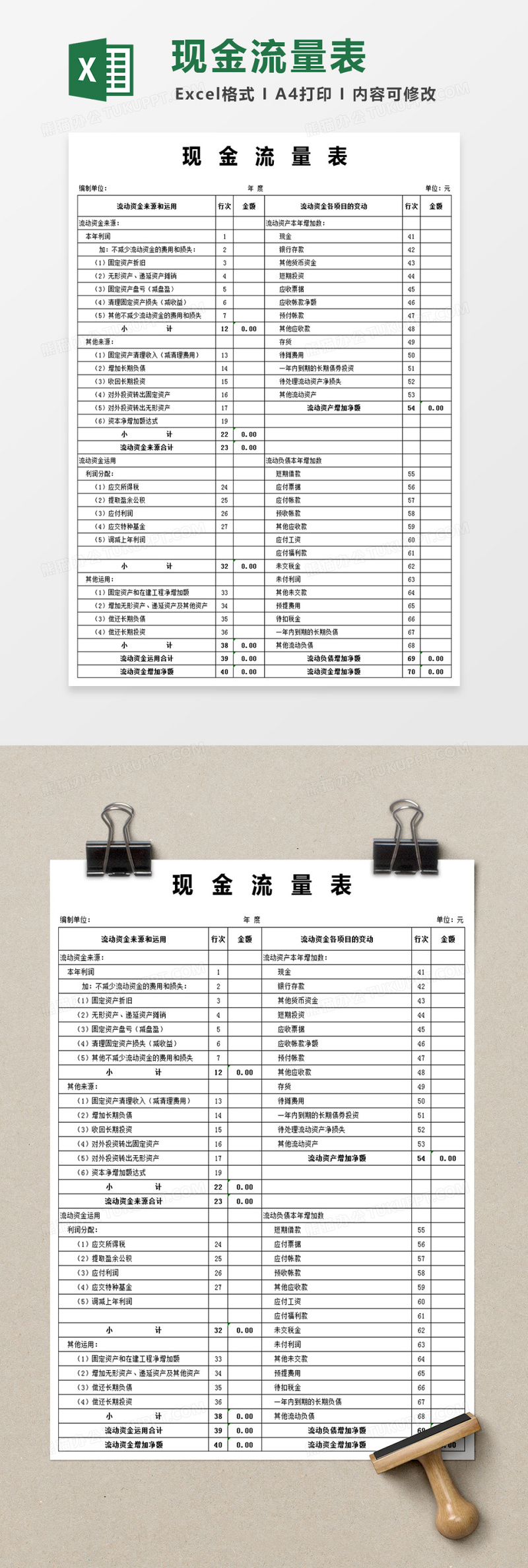 現金流量表excel模版