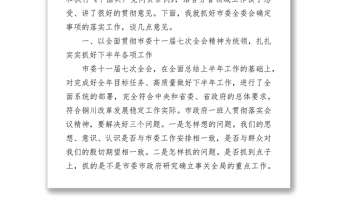 杨长亚同志在市政府党组扩大会议上的讲话