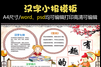 2021年汉字小报有趣的汉字语文小报模板