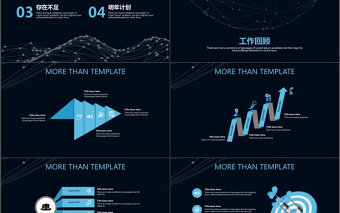 黑蓝色科技感工作报告年终总结PPT模板