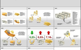 银行卡 金条 钱袋子 美元 硬币 金融理财相关ppt图表模板 (8)