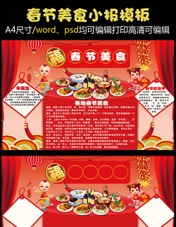 2021年红色喜庆中国风春节美食小报模板