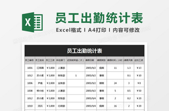 简洁蓝色员工出勤统计表