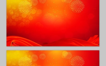 三张红色礼花新年PPT背景图片