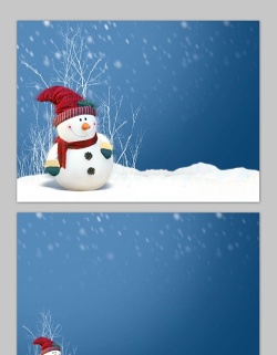 三张卡通雪人圣诞节PPT背景图片