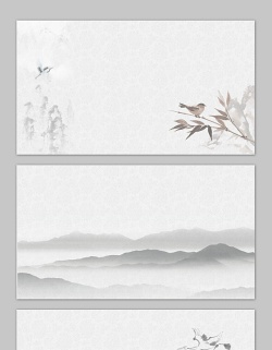 六张水墨花鸟中国风PPT背景图片