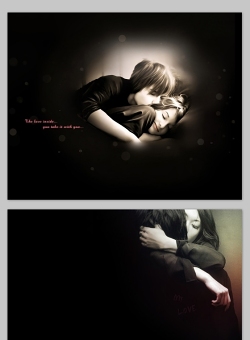 情侣深深的吻——爱情黑色艺术背景图片