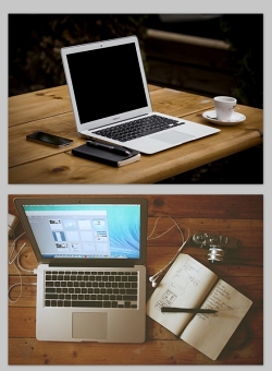 苹果笔记本办公桌面休闲商务高清幻灯片背景