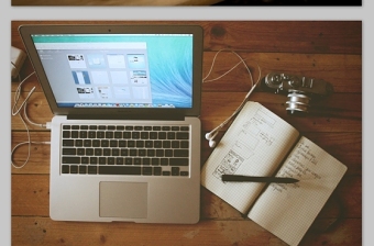 苹果笔记本办公桌面休闲商务高清幻灯片背景