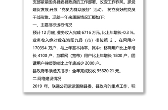 2019年县联通公司总经理述职述廉报告