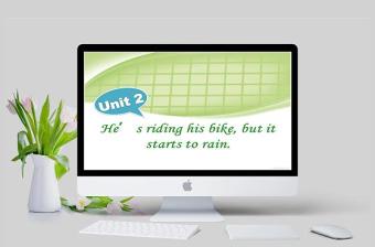  He is riding his bike but it is starting to rain 英语课件PPT模板