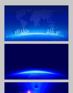五张蓝色地球曲度商务PPT背景图片