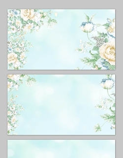 三张唯美水彩花卉PPT背景图片