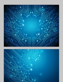 三张高清蓝色点线电子线路PPT背景图片