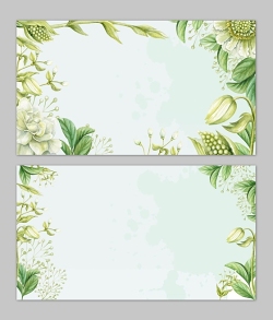 两张绿色水彩植物PPT背景图片
