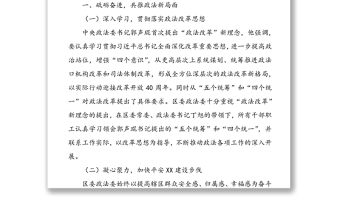 XX区委政法委20XX年上半年工作总结及下半年工作计划