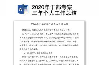 2020年干部考察三年个人工作总结