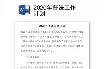 2020年普法工作计划