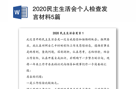 2021年民主生活会个人发言材料5篇