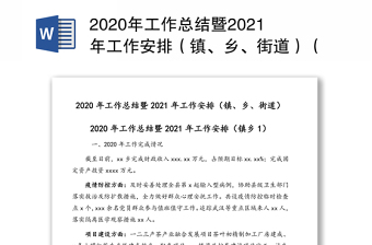 2020年工作总结暨2021年工作安排（镇、乡、街道）（1）