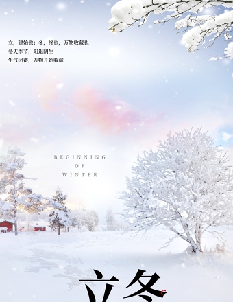 二十四节气之立冬大雪景色海报设计模板图片