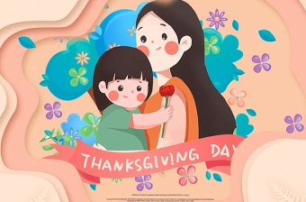 粉色温馨爱在感恩节日感恩节海报设计模板图片