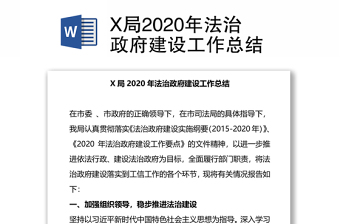 X局2020年法治政府建设工作总结