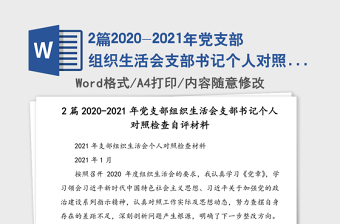 2021党支部组织生活会自我检视材料