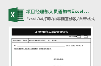 项目经理部人员通知书Excel表
