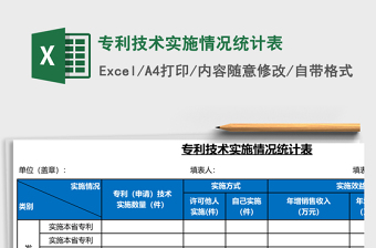 专利技术实施情况统计表Excel模板