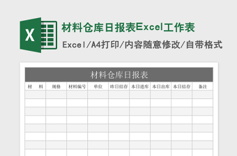 材料仓库日报表Excel工作表