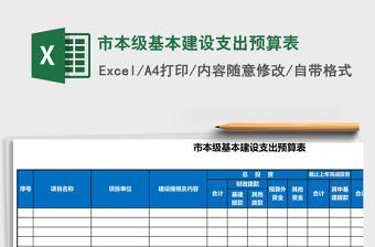 市本级基本建设支出预算表Excel模板