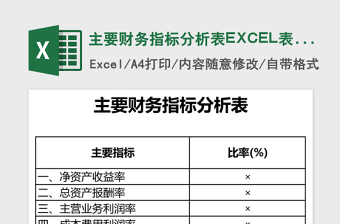 主要财务指标分析表EXCEL表格模板