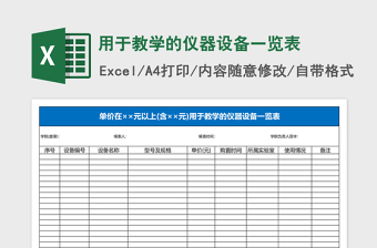 用于教学的仪器设备一览表Excel表格