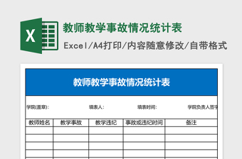 教师教学事故情况统计表Excel模板