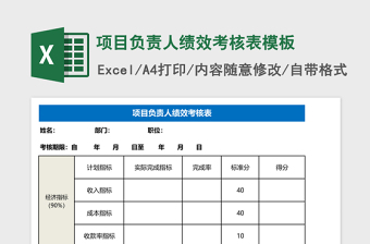 项目负责人绩效考核表模板Excel表格