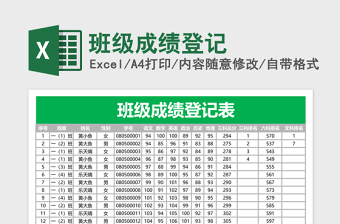 班级成绩登记Excel表格