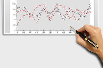 2021年黑红滑珠折线图趋势对比分析图表 财务营销