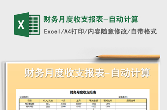 2021年财务月度收支报表-自动计算免费下载