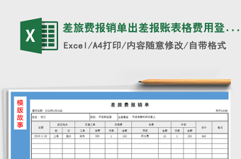 2021年差旅费报销单出差报账表格费用登记表格