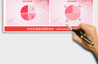 2021年清新粉色图表组合 柱形图饼图免费下载