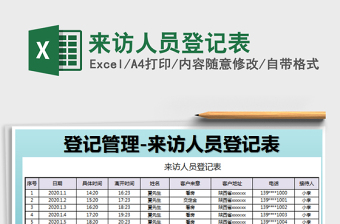 2021年来访人员登记表