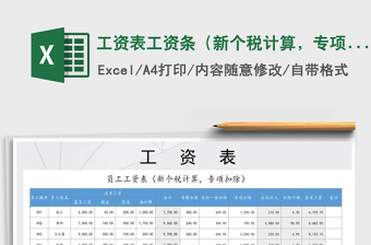 2022年工资表工资条（新个税计算，专项扣除）免费下载