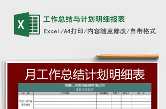 月度总结与计划汇报Excel