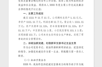 2021年党委书记、董事长或总经理述职