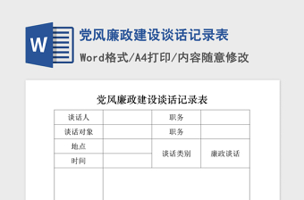 2021年党风廉政建设谈话记录表