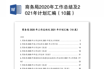 商务局2020年工作总结及2021年计划汇编（10篇）