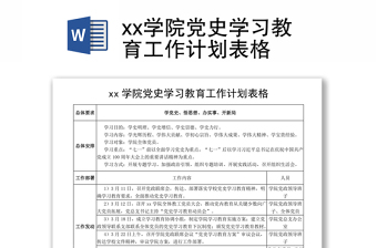 2021XX学院党史学习教育方案